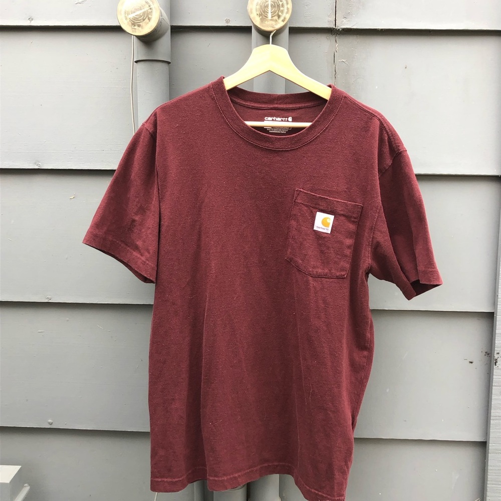 carhartt short sleeve t-shirt, maroon, men, small